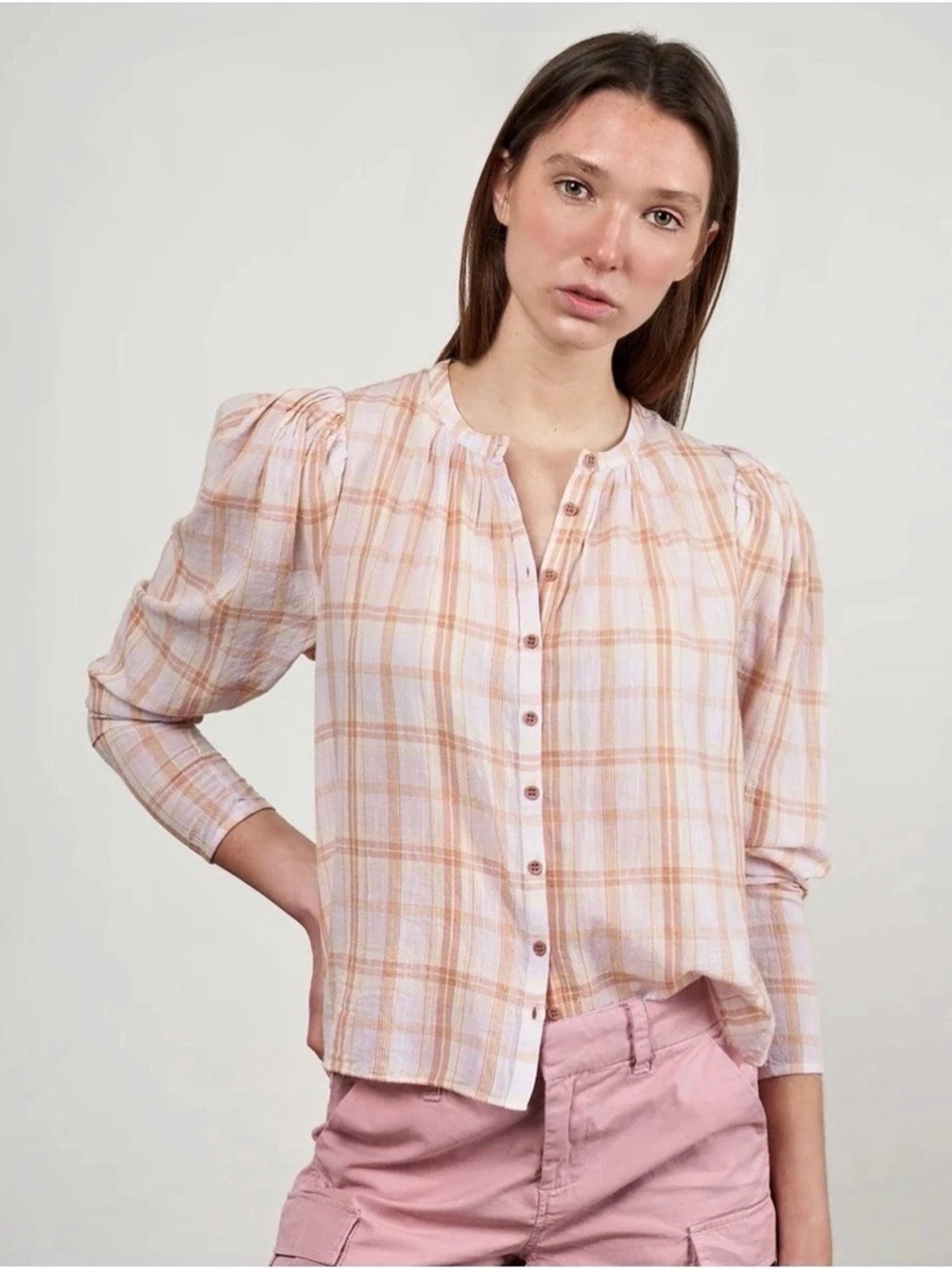 Ulla Johnson Nour Blouse Pale Lilac Plaid Buttondown Women’s 2 Cotton 100%